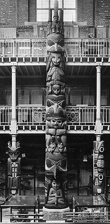 Totem-pole in situ in the Pitt Rivers Museum